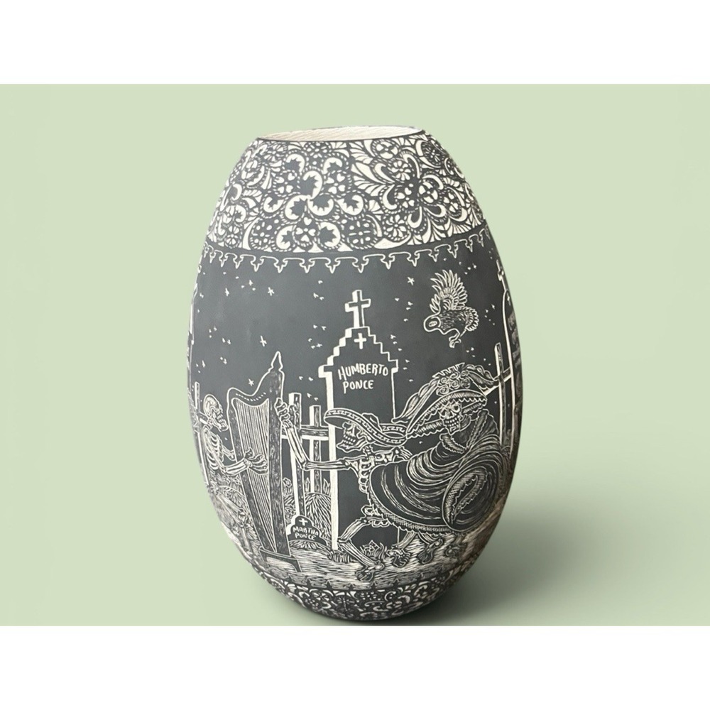 Mata Ortiz Pottery Day of the Dead Night Javier Martinez Cemetery Ravens Mexican